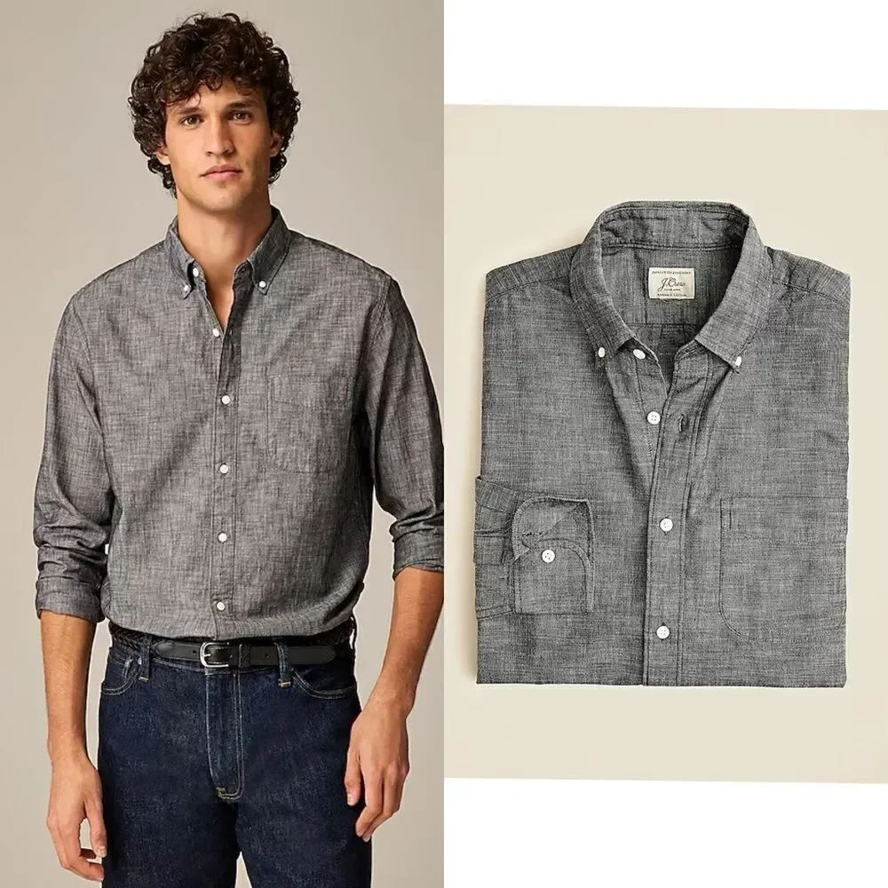 NWT J CREW Organic cotton chambray shirt in Black Chambray